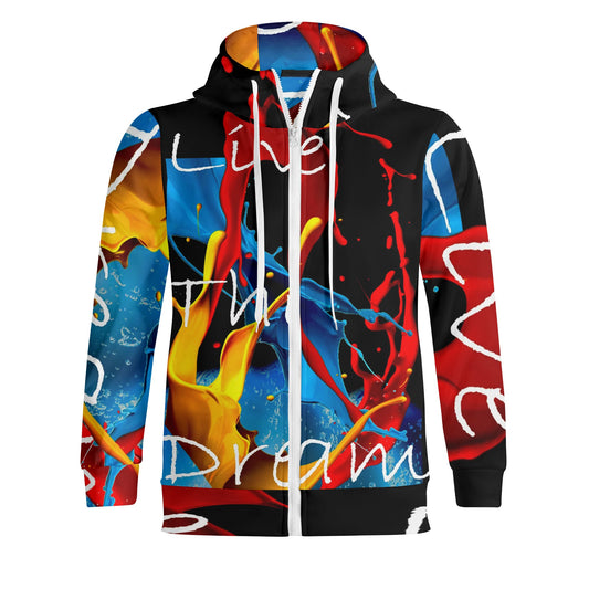 LIVE THE DREAM Adult Full Zip Turtleneck Hoodie Streetwear