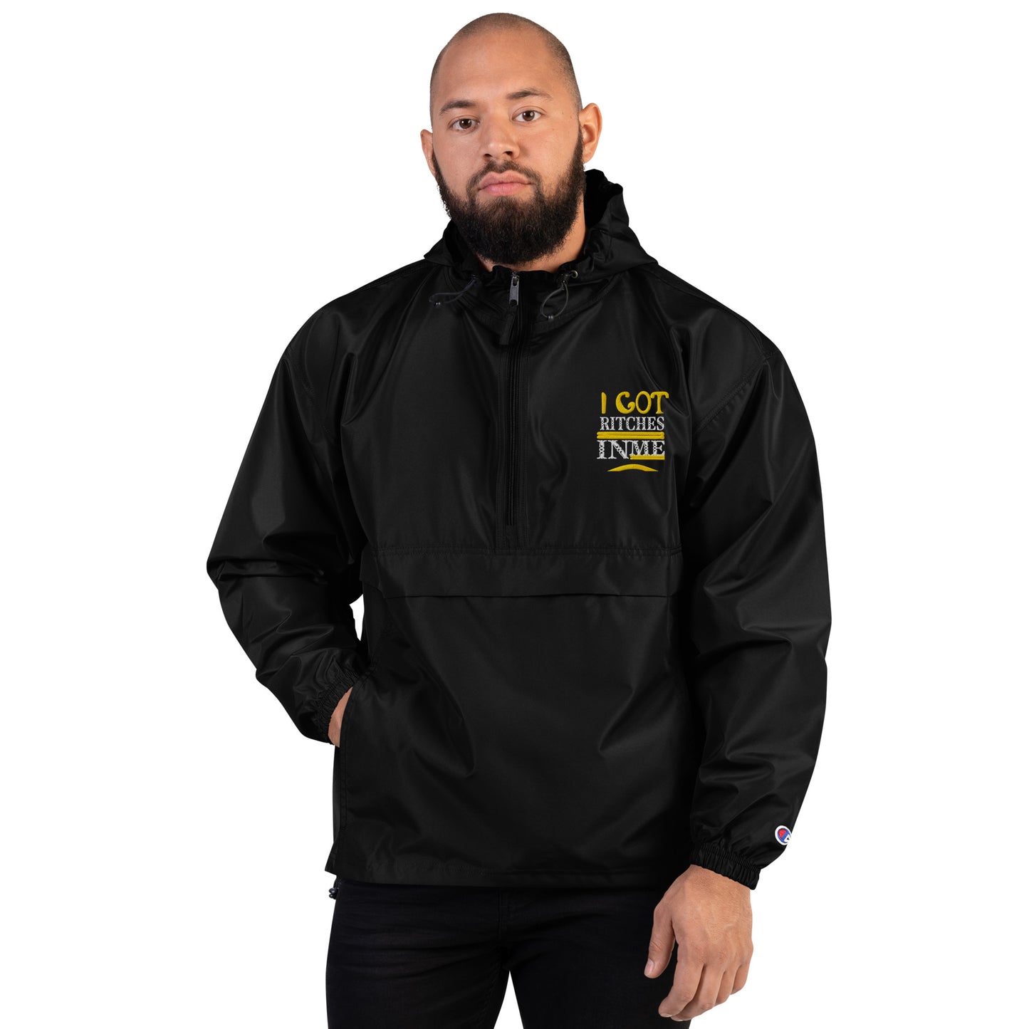 I GOT RITCHES IN ME Embroidered Champion Packable Jacket