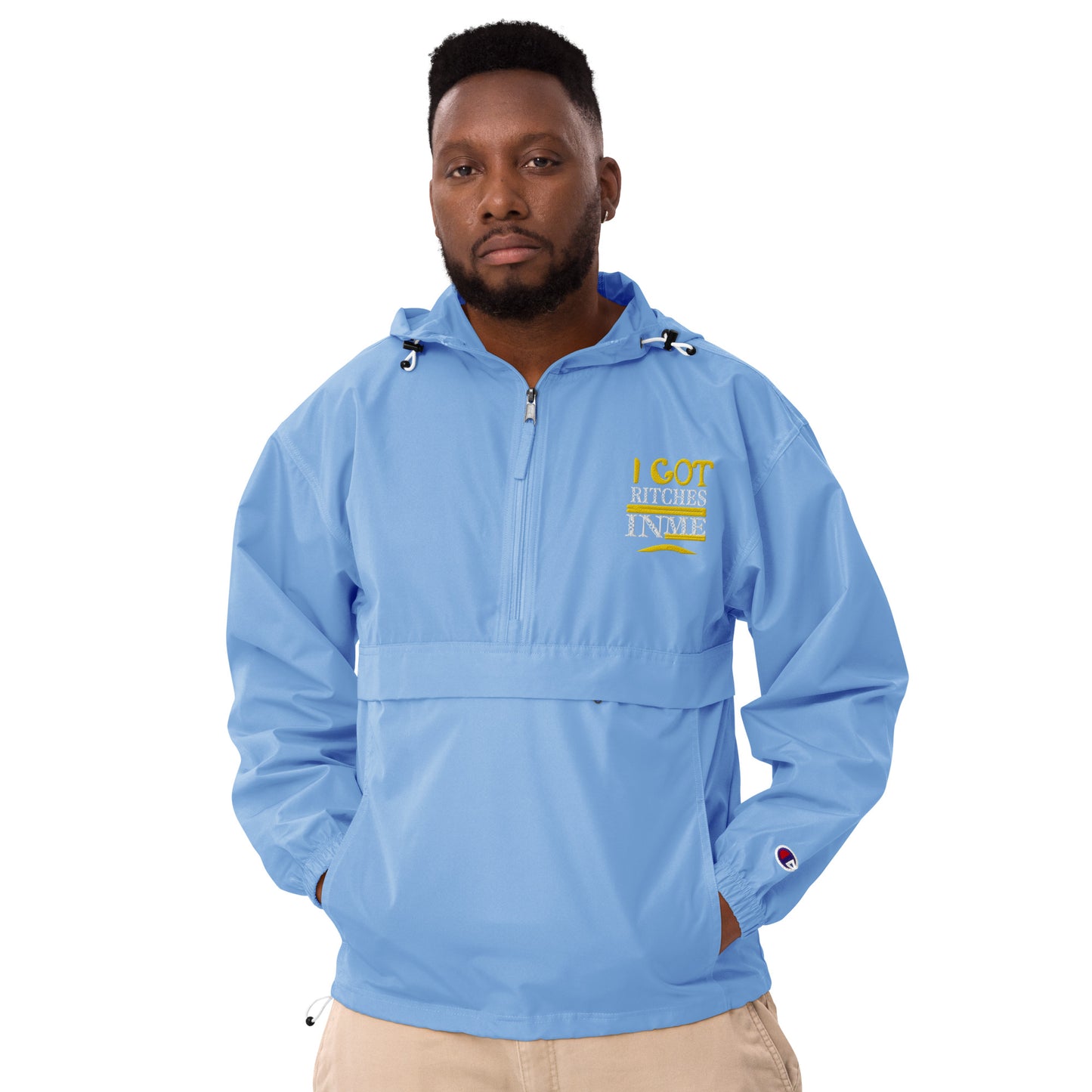 I GOT RITCHES IN ME Embroidered Champion Packable Jacket