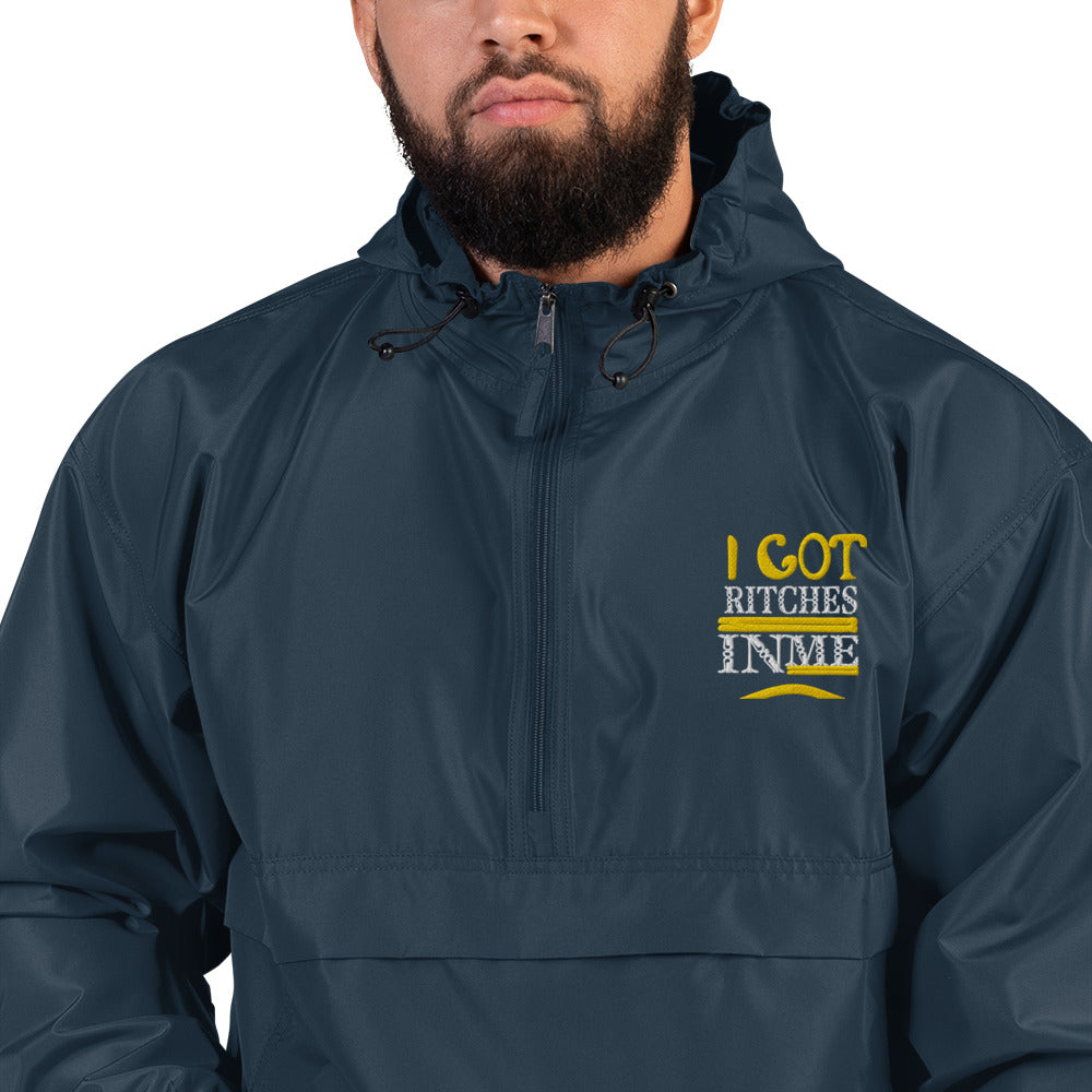 I GOT RITCHES IN ME Embroidered Champion Packable Jacket