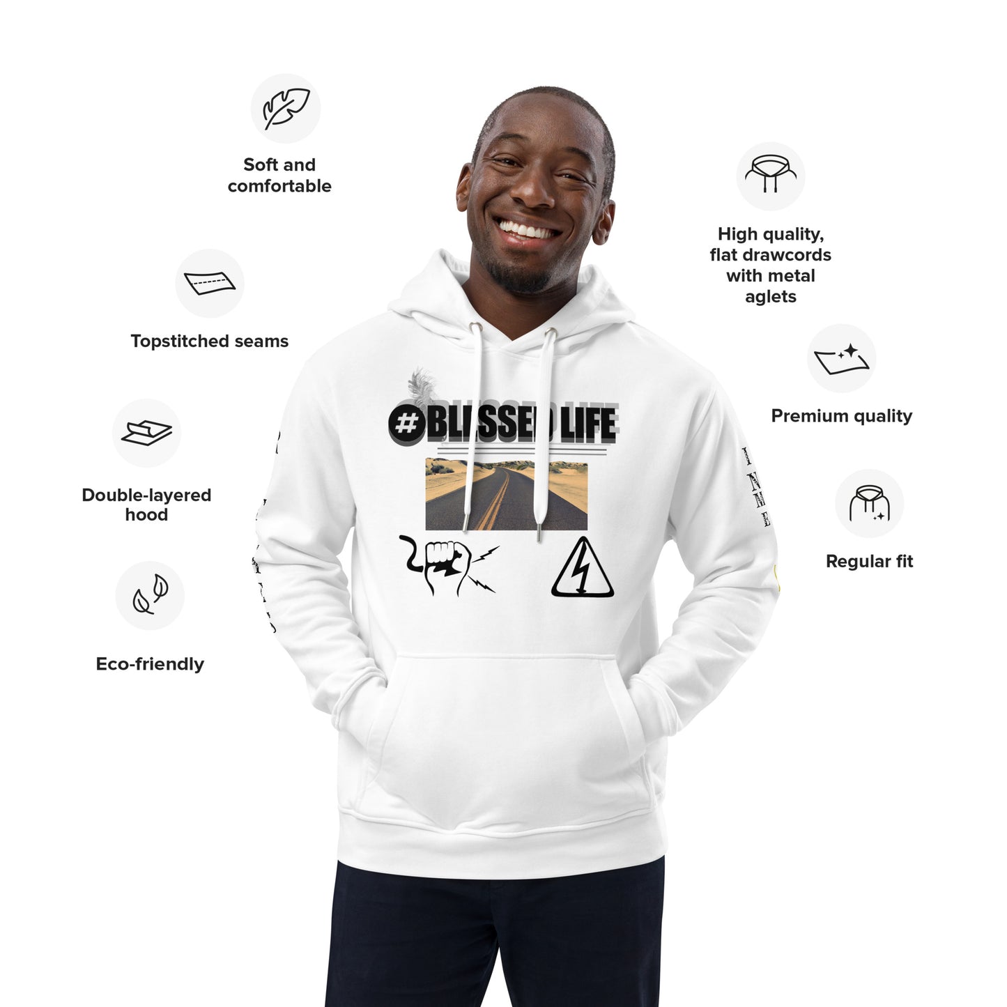 BLESSED LIFE X ON THE ROAD TO RITCHES  Premium eco hoodie