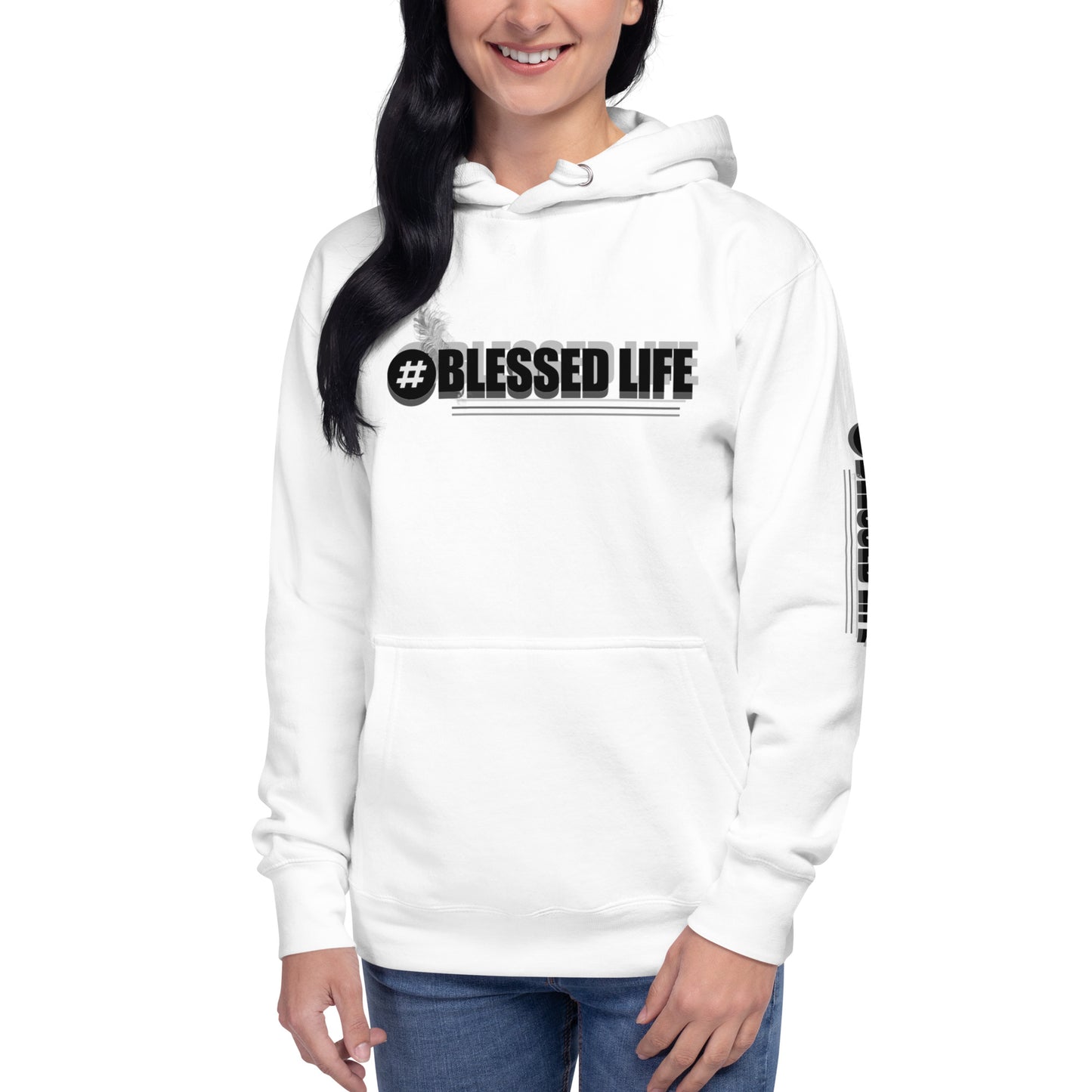 "BLESED LIFE" Three-Panel Fleece Hoodie