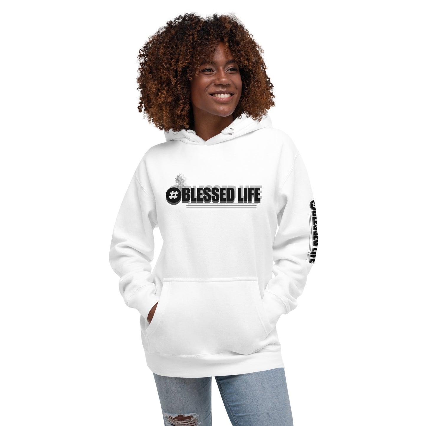 "BLESED LIFE" Three-Panel Fleece Hoodie